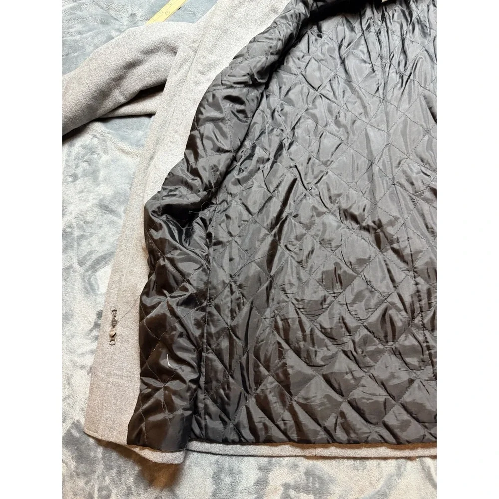 LL Bean Maine Womens Coat XL Gray Wool Blend Toggle Button Duffle